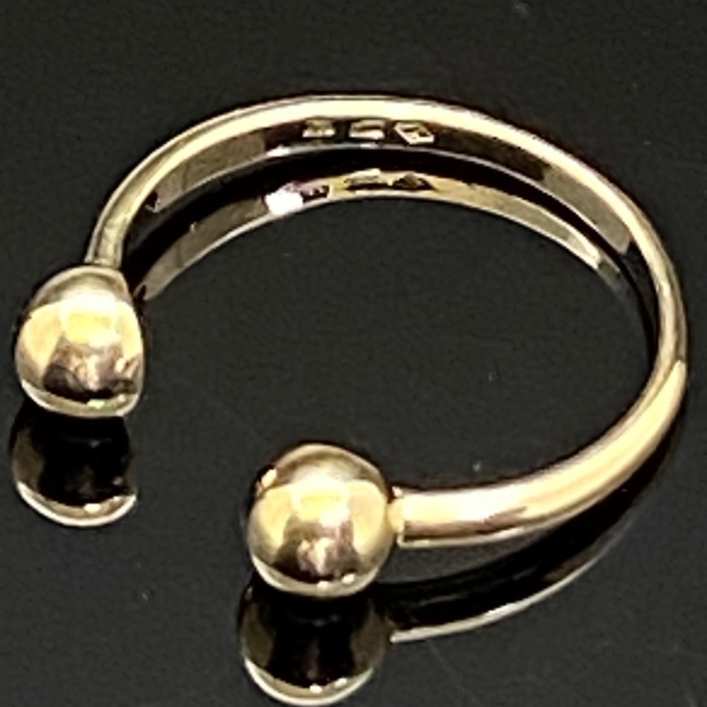 Solid 14K Yellow Gold Round Bead Open Band Ring